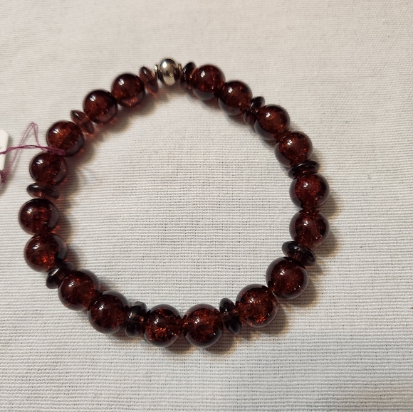 Hand Crafted Bracelet Brown Stretch Beaded Unisex - Picture 1 of 6